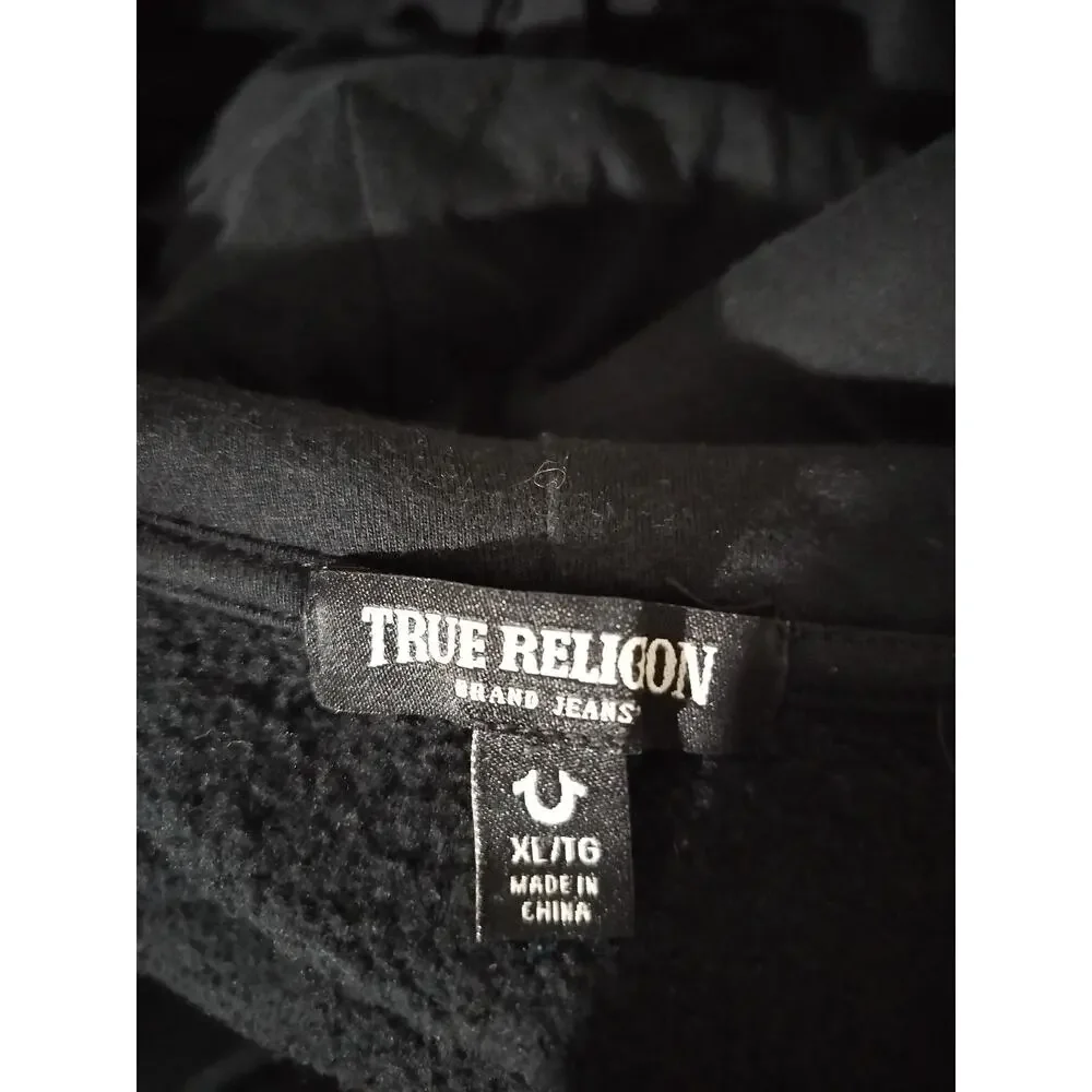 M1259) True Religion Men Anthem Sunrise World Tour Black Zip Up Hoodie XL